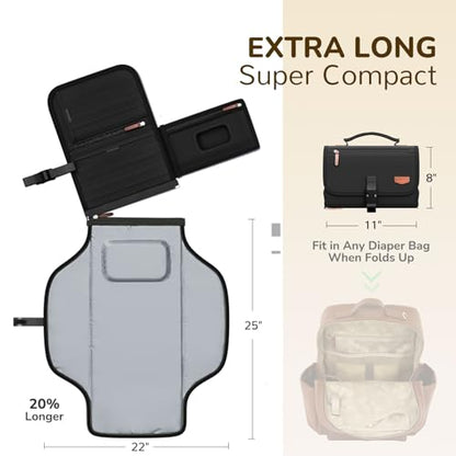 Portable Diaper Changing Pad with Shoulder Strap, Detachable Travel Changing Pad with Baby Wipes Pocket, Gifts for Baby Shower, Newborn Girls and Boys (Black) - color: Midnight Black