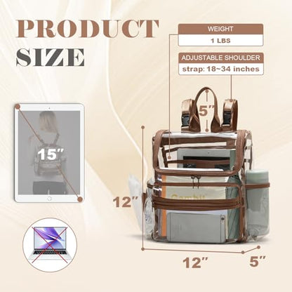 MOMINSIDE Diaper Bag Backpack Small Diaper Bag,Mini Diaper Bag, Clear Bag for Stadium Events Small Clear Bag 12x6x12 for Girls Boys Moms Dads Adult Concert Sports Bag - color: Brown