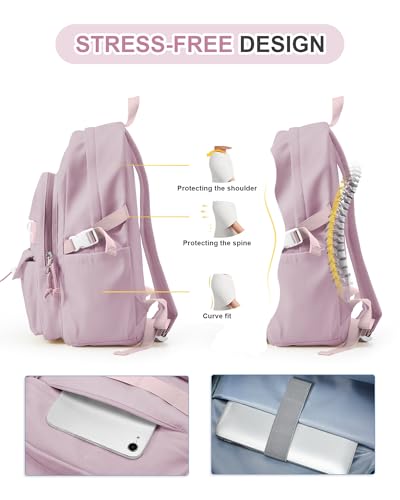 Aesthetic School Backpack for Women Men College Backpack With Lots Of Pockets Waterproof Travel Casual Daypack Cute Bookbag For Teens Girls Boys High School Bag(Purple) - color: B5-purple