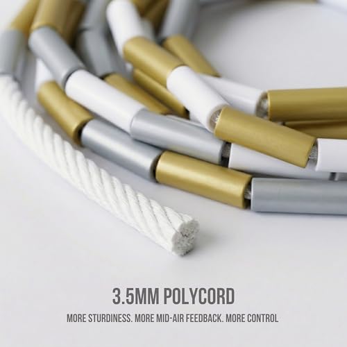 Pro-Grade Beaded Jump Rope for Beginners - color: White/Silver/Gold