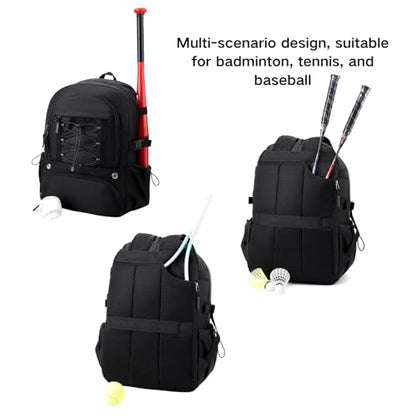 Basketball Bag Backpack with Separate Shoes Compartment & Ball Holder, Large Multi Functional Sports Bag Basketball Accessories fit Soccer Tennis Gym Black