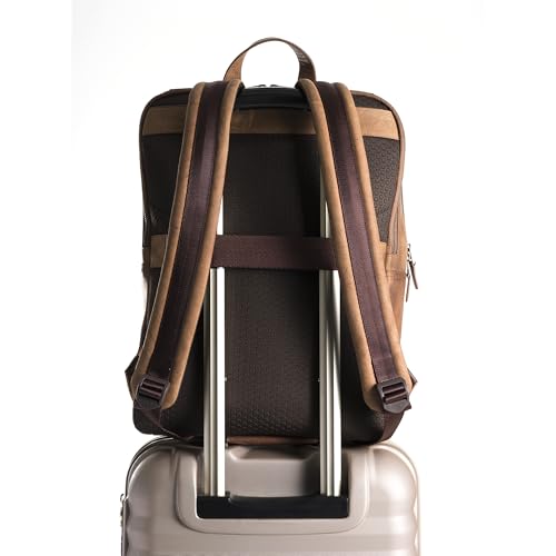 Leather Backpack for Men & Women, Classic Brown - Handcrafted Top Grain Leather Backpack with 17-Inch Laptop Sleeve - Lightweight, Stylish & Durable for Business, Travel & Work - 33cm x 16cm x 40cm - color: 02 Brown