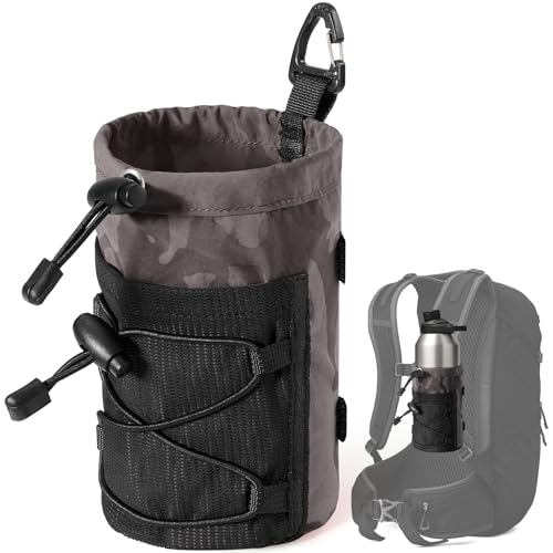 Water Bottle Holder for Backpack, Molle Water Bottle Holder Pouch Bag for Backpack Strap with Hook Buckle Fits for 8-24oz, Bottles Carrier Attachments for Hiking, Sports, Travel, Outdoor - color: Grey Camo