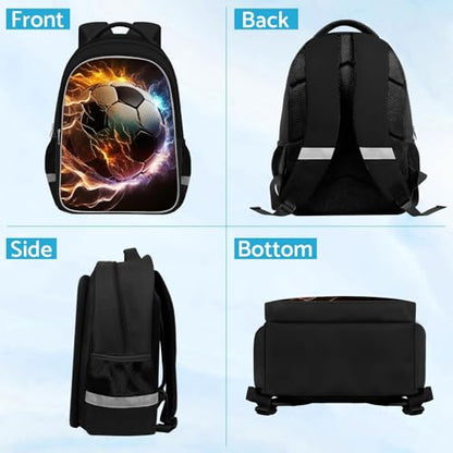TILYTADLY School Backpack for Boys - Soccer Boys Backpack for Kids Children Teens Elementary Middle School - Students Bag for Ages 6-18,17″Bookbag Multifunctional Large Capacity - color: Soccer-09-backpack Only