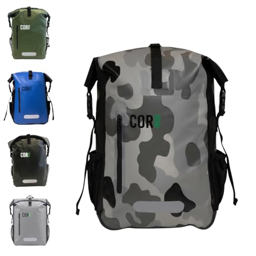 COR Surf Waterproof Dry Bag Backpack with Padded Laptop Sleeve 25L & 40L Heavy Duty, Roll-Top Pack (Camo, 25L) - color: Camo, size: 25 liters