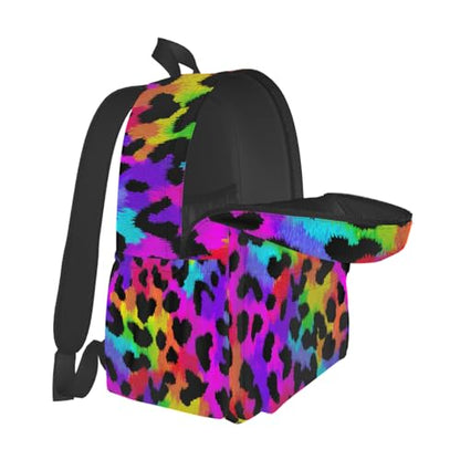 cfpolar 17 Inch Backpack Rainbow Leopard Animal Laptop Bag Shoulder Bag School Bookbag Casual Daypack For Boys Girls,A-14 - color: D-14