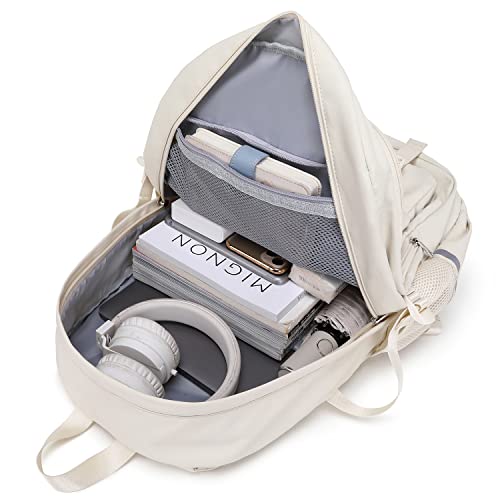 abshoo Big Student Laptop Backpack For College Women Middle High School Teen Girls Bookbag Travel Daypack (Beige) - color: Beige