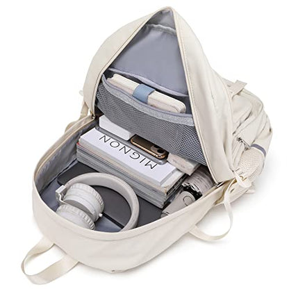 abshoo Big Student Laptop Backpack For College Women Middle High School Teen Girls Bookbag Travel Daypack (Beige) - color: Beige