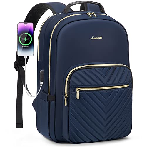 LOVEVOOK Laptop Backpack for Women 18.4 inch,Cute Womens Travel Backpack Purse,Professional Laptop Computer Bag,Waterproof Work Business College Teacher Bags Carry on Backpack with USB Port,Navy Blue - color: Navy Blue, size: 18.4 inch