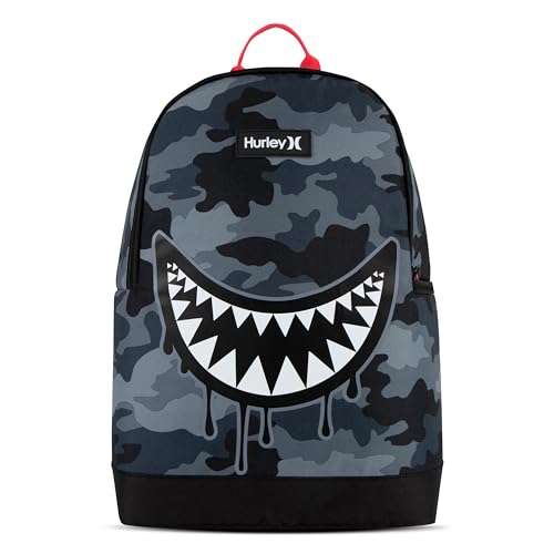 Hurley Unisex-Kids Graphic Backpack, Dark Grey Camo/Black, One Size - color: Dark Grey Camo/Black
