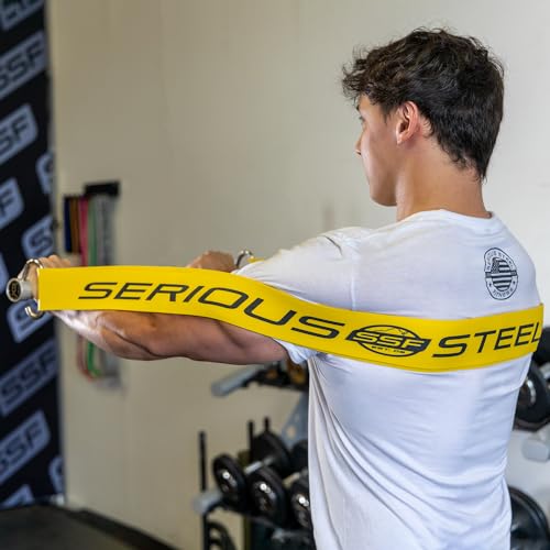Serious Steel Fitness 37" Resistance Training Bands (Portable Exercise Band System Training Bands- Great for Individuals Looking for Tension Throughout The Exercise) - color: #6 Yellow (80-200 lbs.)