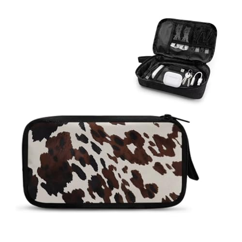 Cow Print Electronic Organizer Travel Cable Organizer Storage Bags for Data Cables, USB C Charger, SD Card, Hard Drive, Charging Cord, Mouse, Power Bank - color: Cow Print