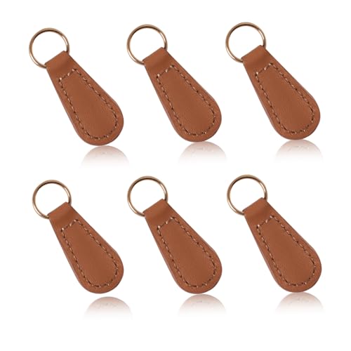 Deoward Zipper Pull Replacement PU Leather Zipper Tag Fixer Pull Repair for Backpacks, Jackets, Luggage, Purses, Suitcases, Handbags (6 PCS) - style: Zipper Pulls (Khaki)