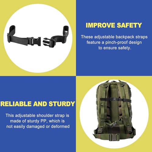 Adjustable Backpack Chest Strap Add On, Universal Sternum Straps for Backpacks with Quick Release Buckle & D-Ring Clip Durable Replacement Harness Extender for Hiking Camping Travel & School