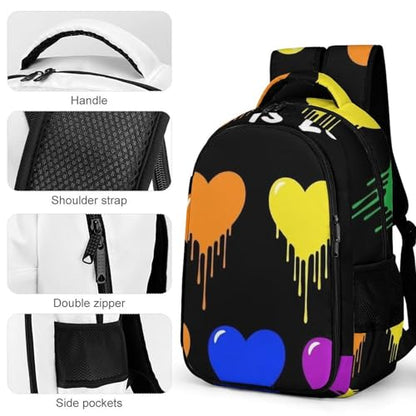 Travel Laptop Backpack LGBT Pride Rainbow Heart Love Is Love for Men Women, Water Resistant Business Anti Theft Computer Bag with Multi Compartments for College Work Hiking - color: Pattern (354)