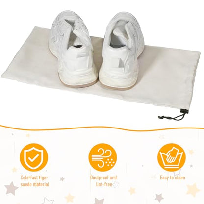10 Pack Single Shoe Bags for Travel, 18"x9" Flannel Single Shoe Bags | Flannel Shoes Pouch with Drawstring Closure, Packing Shoes Travel Bag for Toys, Purses, Men & Women