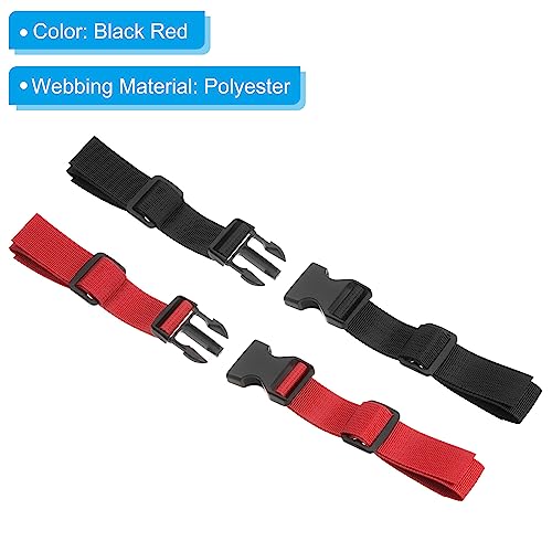 PATIKIL Backpack Chest Strap Set, 2 Pack Polyester Webbing Adjustable Replacement Strap with Quick-Release Buckle for Bag Outdoor Hiking Cycling, Black Red - color: Black, Red