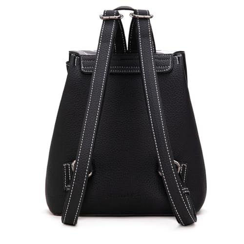 Montana West Black Cow Print Mini Womens Backpack Purse Vegan Leather Small Colorblock Backpack for Women Cute Convertible Shoulder Bag - color: Black Cow Print