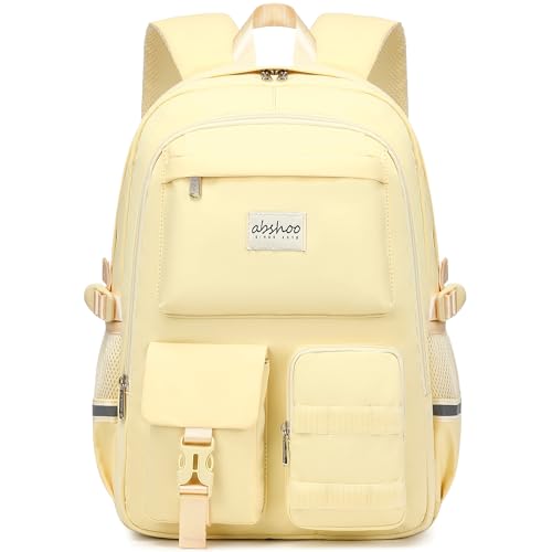 abshoo Big Student Laptop Backpack For College Women Middle High School Teen Girls Bookbag Travel Daypack (Cream) - color: Cream