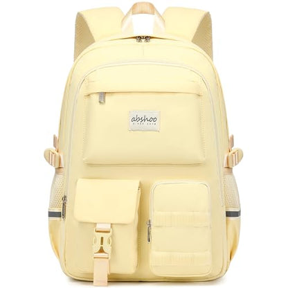 abshoo Big Student Laptop Backpack For College Women Middle High School Teen Girls Bookbag Travel Daypack (Cream) - color: Cream