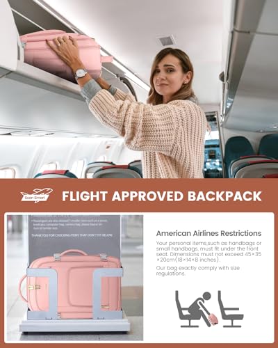 LOVEVOOK Travel Backpack For Women, 40L Carry On Backpack Flight Approved, TSA Personal Item Backpack Fits 17 Inch Laptop, Business Weekender Overnight Waterproof Daypack With 2 Packing Cubes, Pink - color: Pink, size: 40l-17.3 Inch-3pcs