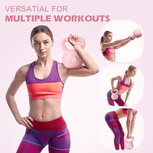 KHTO Kettlebells Fitness Exercise-Pink Strength Training Kettlebell Sets,Dumbbell Weights for Home Gym Equipment - style: 10LB