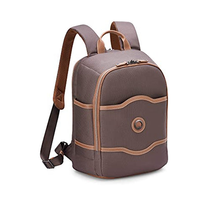 DELSEY PARIS Chatelet Air 2.0 Travel Laptop Backpack, Fits 14 Inch Laptop, Water-Repellent Recycled Fabric, Vegan Leather Trim, Trolley Sleeve, Chocolate Brown - color: Brown