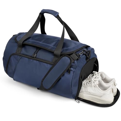 Gym Bag for Men Women With Shoe Compartment & Wet PocketWater Resistant Sports Gym Bag 、shoulder bag、messenger bag Carry On Duffel Bag forWeekend Overnight Traveling (blue) - color: blue