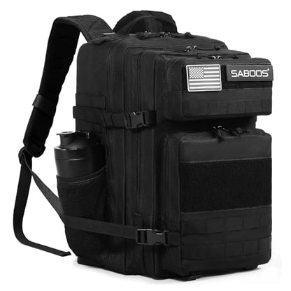 Military Tactical Backpack for Men 45L Molle Army 3 Days Assault Pack Bug Out Bag Water Resistant - color: Black 45l
