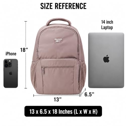 Reebok Backpack for Men & Women Lightweight Multipurpose Everyday Backpack - color: Grady Latte