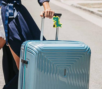 Cute Cartoon Dinosaur Silicone Luggage Tag Fun Triceratops Travel Bag Tag Personalized Labels for Cruise Airport (T-Rex) - style: T-Rex