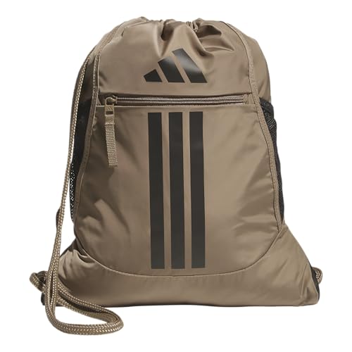 adidas Alliance Sackpack – Drawstring Backpack for Sports, Small Gym Bag - color: Khaki Six/Black/3