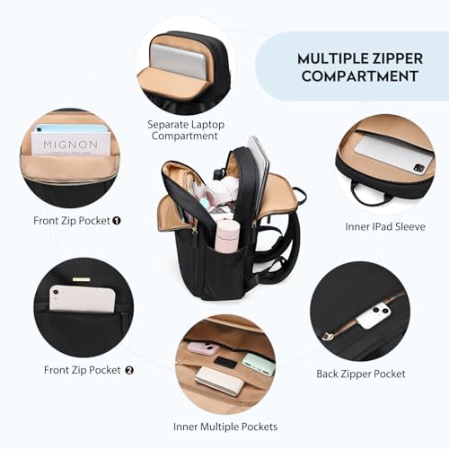 Hiking Travel Backpack for Women Casual Business Weekender Multilayer Laptop Bag,16 Inch,Black - color: A-black, size: 16 Inch