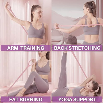 LEZER Figure 8 Resistance Band, Fitness Elastic Rope, Execrise Workout for Arm, Back, Chest and Shoulder, Yoga, Pilates, Stretching, Physical Therapy Equipment - style: Purple；20 lbs