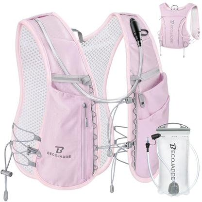 BECOJADDE 5L Running Vest for Women, Hydration Backpack Lightweight & Breathable for Trail Running, Marathon, Hiking, Cycling - color: Purple