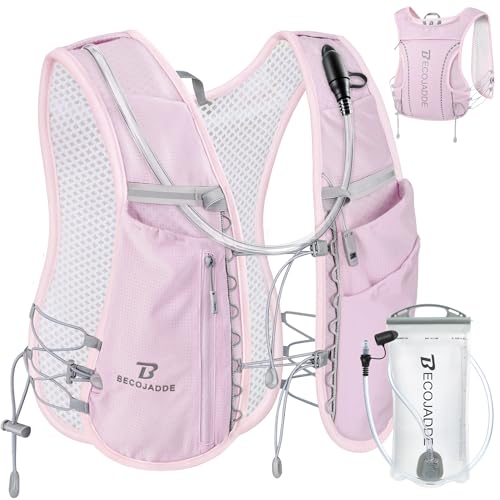 BECOJADDE 5L Running Vest for Women, Hydration Backpack Lightweight & Breathable for Trail Running, Marathon, Hiking, Cycling - color: Purple