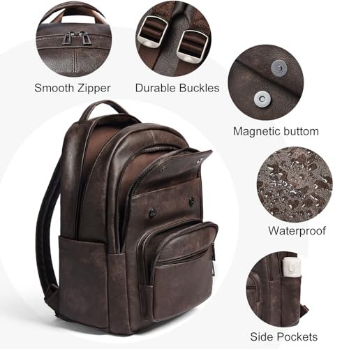 Leresas Backpack Purse for Women Mens for Work Laptop Travel Business Back Pack Vegan Leather Fashion College Computer Teacher Bag Daypack Coffee - color: Coffee