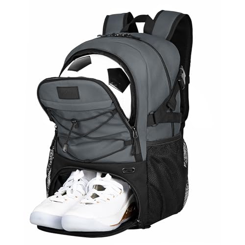 Goloni Soccer Backpack,Basketball Backpack with Ball Compartment & Shoe Compartment,Backpack for Basketball,Soccer - color: Dark Grey
