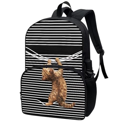 Talayituse Funny Cat Print Backpack Kids School Bags Casual Lightweight Daypack with Adjustable Padded Straps Large Capacity Travel Rucksack Elementary School Students Boobags for School Hiking - color: Funny Cat