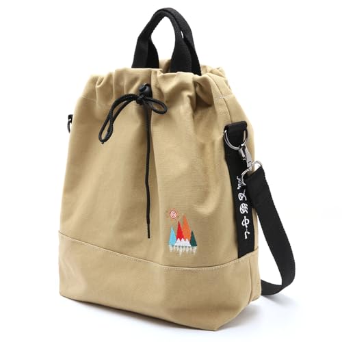 Togood Canvas Crossbody Bag for Women Tote Bags Casual Shoulder Hobo Purse with Embroidery,Vintage Boho Work Travel Everyday - color: Khaki
