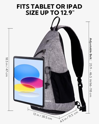 WATERFLY Sling Bag Sling Backpack Small Crossbody Shoulder Bag for Men Women Traveling Cycling Hiking Daypack - color: Hemp Gray