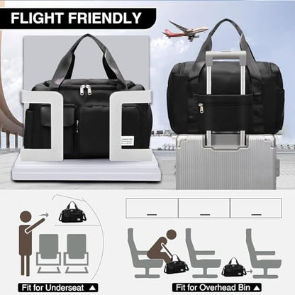 Small Gym Bag for Women, Travel Duffle Bag Carry On Weekender Bag with Shoe Compartment - color: 02#Black, style: Gym Bag&toiletry Bag
