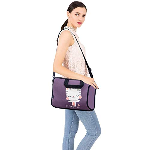 RICHEN 17 inch Laptop Shoulder Bag Carrying Case Computer PC Cover Pouch with Handle Fits 15.6/16/17/17.3/17.4 inch Laptop Notebook (16-17.3 inch, Cute Cat) - color: Cute Cat