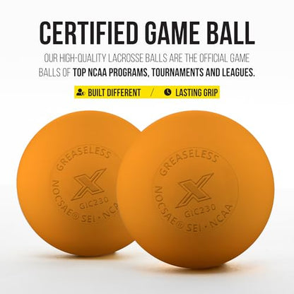 PEARL X Greaseless Lacrosse Balls by Guardian Innovations - Official Ball of NCAA Championships - Meets NOCSAE Standards and SEI/NCAA Certified - color: Orange, size: 100 Pack