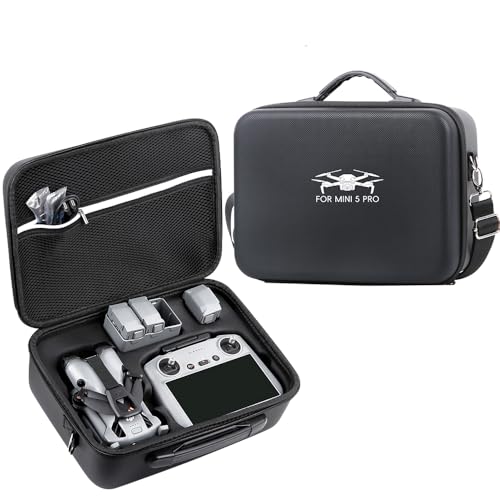 Carrying Case for DJI Mini 5 Pro, Porable Travel Storage Bag with Shoulder Strap Handbag for DJI RC 2/RC-N3 Remote Controller (Black) - color: Black
