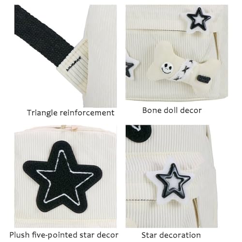 Backpack Trendy Y2K Stars Cute Aesthetic Backpack College Laptop Backpack Casual Travel Daypack for Teens (White) - color: White