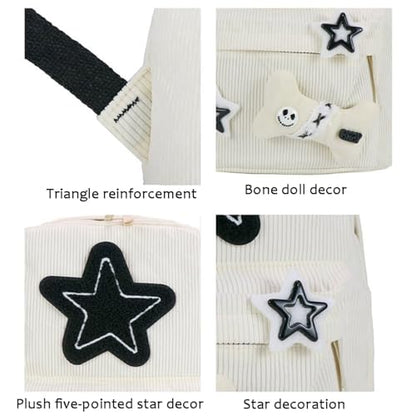 Backpack Trendy Y2K Stars Cute Aesthetic Backpack College Laptop Backpack Casual Travel Daypack for Teens (White) - color: White