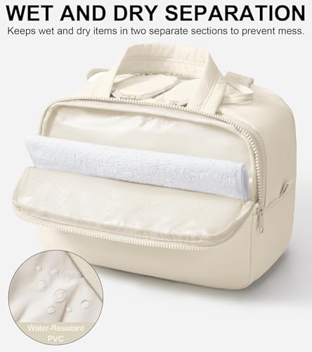 Travel Toiletry Bag, Large Wide-open Puffy Makeup Bag for Women Beige - color: Cloud Dancer