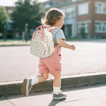 Bluboon Toddler Backpack for Girls Boys 2-4 Cute 12" Preschool Kindergarten Backpacks Kids Daycare Bags School Travel (Pink bow flower 212-Beige, Age 2-4 (12" H not Fit A4 Folder)) - color: Pink Bow Flower 212-beige, size: Age 2-4 (12" H not Fit A4 Folder