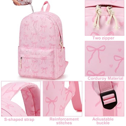 LOIDOU Girls Backpack for Kids Cute School Bookbag - color: Bow Tie Pink, size: L-17"